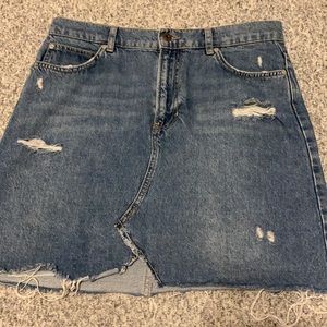 Free People Distressed Jean Skirt